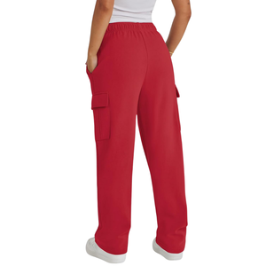 <b>Women</b> Red Baggy Cargo Sweatpants Joggers Solid Color Oversized Hip Hop High Waist Loose <b>Lounge</b> <b>Trousers</b> - Product Image 2