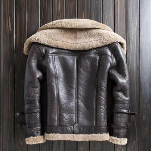 เสื้อแจ็คเก็ตหนังแท้ REAC READY INDUSTRY รุ่นพรีเมียมสำหรับผู้ชาย แบบ B3 Bomber กันลม เสื้อโค้ทนักบินสำหรับฤดูหนาว บุด้วยโพลีเอสเตอร์ - Product Image 3