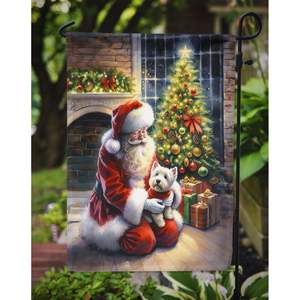 Bandera de jardín de Papá Noel Westie Multicolor, bandera decorativa para patio, obra de arte para patio, camas de flores - Product Image 3