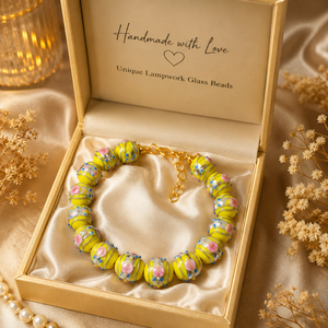 Decorative Wedding Cake Glass <b>Beads</b> | Yellow Lampwork <b>Crystal</b> Round 12mm Silver Swirl Pattern <b>Bracelets</b> Necklaces Earrings - Product Image 5