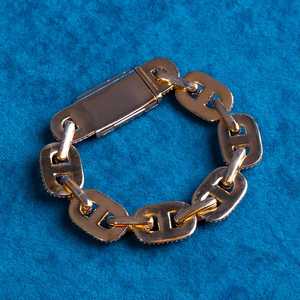 สร้อยข้อมือเพชรแบบมาริเนอร์ลิงค์สุดหรูสำหรับผู้ชาย สีเงิน สีทอง สไตล์ฮิปฮอป ประดับเพชรเต็มเส้น เครื่องประดับพรีเมียม - Product Image 5