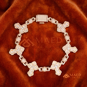 Diamond Shape Cross Link Moissanite Bracelet Rose Gold Fine Chain Link Bracelet Luxury Jewelry <b>Gift</b> US - Product Image 1