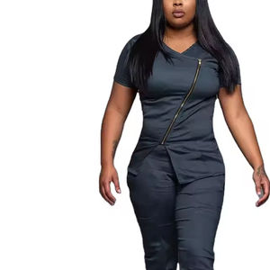 Uniforme de Enfermería de Alta Calidad, Talla Grande, Manga Corta, Diseño Casual, Ropa de Algodón Cómoda para Primavera, Colores Variados - Product Image 1