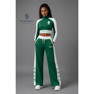 Iota Phi Lambda Women's Color Block Workout Set Turtleneck Crop Top <b>Loose</b> Fit Drawstring <b>Pants</b> Sorority Sports Tracksuit - Product Image 6