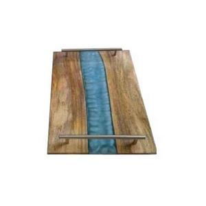 Plateau de service rond en bois et résine de qualité supérieure, fait main, artisanat de qualité supérieure, finition soignée, pour le petit-déjeuner, les repas et le thé - Product Image 5