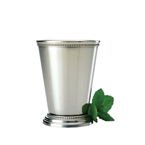 Vintage Silver Plated Mug Matte Finish Beaded Base Metal Drinkware Wedding Gift Barware Cocktail Cup - Product Image 2