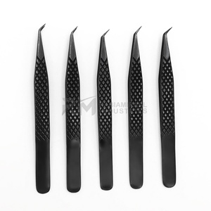 Pince à épiler RMI personnalisée en acier inoxydable à 45 et 90 degrés, pointue, anti-magnétique, durable, pour extensions de cils, avec embout en fibre - Product Image 2