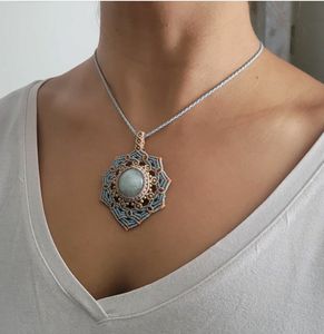 Magnifique collier vintage élégant en opale éthiopienne de forme poire, bijoux inspirants, multicolores, macramé, cadeau - Product Image 5