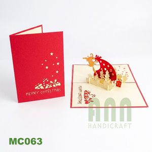 ANN HANDICRAFT MC063 Christmas Pop-up 3D Greeting Card <b>Red</b> Gold Stamping Die Cut <b>Paper</b> Handmade Star Shape - Product Image 4