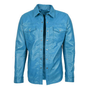 Camisa de Cuero para Hombre de Alta Calidad, Cierre de Botones Cubiertos Moderno, Acabado Liso, Ajuste Cómodo, Manga Larga, Duradera, Transpirable - Product Image 3