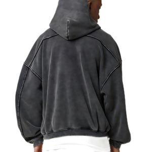 Sweat à capuche personnalisable pour homme à épaules tombantes, 100 % coton molletonné French Terry 360 g/m², coupe oversize premium délavée, ajustement régulier - Product Image 3