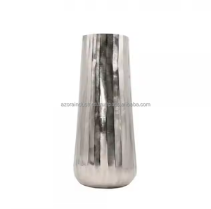 Aluminum <b>Casting</b> <b>Hand</b> Hammered Modern Eco-Friendly Flower Vase for Home Decoration Nickel Plated Metal Vase Azora Industries - Product Image 2