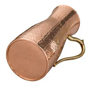Pichet en cuivre martelé à la main de qualité supérieure, écologique et réutilisable, avec motif martelé traditionnel, idéal pour servir - Product Image 1
