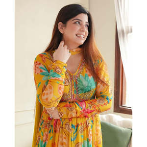 Diseñador Digital Print Vestido de noche Vestido de fiesta con Dupatta - Product Image 4