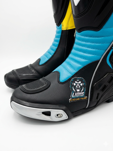 <b>Plastic</b>/PU Upper Mid-Calf Waterproof Motorbike Racing Boots Multi Color Unisex Riding Shoes Black Blue <b>Mesh</b> Lining Zip - Product Image 6