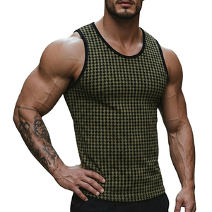 OEM Bulk Men's Fashion Muscle Fit Tank <b>Top</b> Houndstooth Pattern Custom Logo Sleeveless Gym Vest High Elasticity Workout Tank <b>Tops</b> - Product Image 6