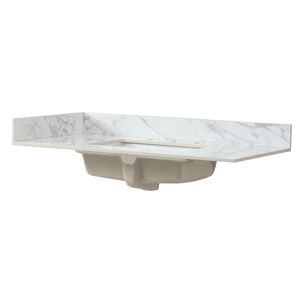 Revestimiento Lateral de Piedra de Mármol Sintético Bianco Carrara para Lavabo de Baño de 22''x 4'', Encimera de Lavabo Wena de Alta Calidad para Baños - Product Image 5