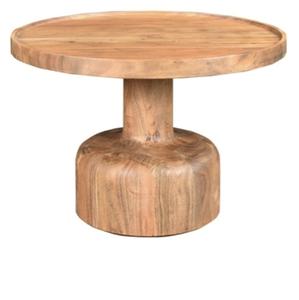 Table d'appoint en acacia finition naturelle, forme ronde, magnifique pour décorer hôtel, maison, restaurant, cafétéria, personnalisable - Product Image 6