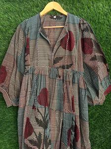 Hand Block Printed Cotton Gauze Midi Dress: Plus Size <b>Summer</b> Wrap - Product Image 6