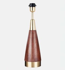 Modern Wooden <b>Table</b> <b>Lamp</b> <b>Base</b> Cone Shape Brown Wood Body Gold Metal Accents Decorative Lighting for Living Room - Product Image 3