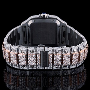Reloj NYC DIAMOND EMPIRE de Lujo con Moissanita VVS, Acero Inoxidable, Automático, Bisel de Diamantes Rosa Rubí, Esfera Cuadrada y Números Romanos - Product Image 4