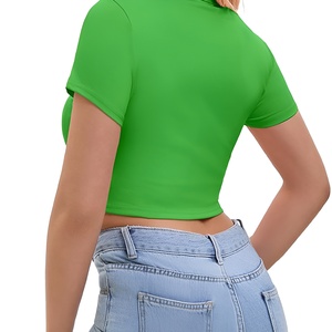 OEM Screen Printed Women's Cotton Crop <b>Top</b> Tee - Short Sleeve Loose Fit Summer Fashion T-Shirt for Casual Streetwear T-shirts - Product Image 3