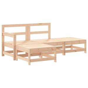 Conjunto de Muebles de Jardín de 4 Piezas de Madera de Pino Maciza y Contrachapada, Madera Natural para Uso en Exteriores - Product Image 2