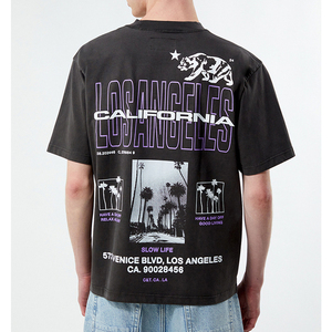 เสื้อยืดโอเวอร์ไซส์สีดำสำหรับผู้ชาย พิมพ์ลายลอสแอนเจลิส แคลิฟอร์เนีย แขนสั้น คอกลม ผ้าเจอร์ซีย์ลำลอง 100% ผ้าฝ้าย แห้งเร็ว - Product Image 2