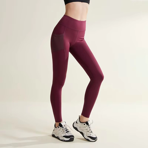 Leggings Deportivos de Yoga de Alta Calidad, Colores Sólidos, Duraderos, Cintura Alta, Malla de Melocotón, Bolsillo Lateral, Tejido Elástico - Product Image 4