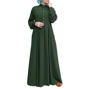 Vestido Largo Islámico Musulmán para Mujer, Estilo Vintage, Color Sólido, con Botones, Manga Larga, para Primavera y Otoño - Product Image 3