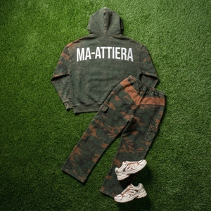 <b>Men</b> Black <b>Green</b> Camouflage Zip Up Hoodie <b>Tracksuit</b> Set Loose Fit Wide Leg Streetwear Custom OEM ODM Wholesale - Product Image 5