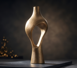 Vase contemporain en or métallique, design unique sculpté et ajouré, grand pot à fleurs pour la décoration intérieure du salon, approvisionnement en gros - Product Image 5