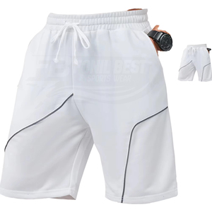 Shorts mi-longs décontractés pour hommes, couleur unie, en toile légère, respirants, taille élastique, poches, évacuation de la transpiration, pour le sport, la course à pied, la remise en forme - Product Image 1