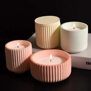 Round <b>Stripe</b> Cup <b>Stripe</b> Storage Box Cylindrical <b>Stripe</b> With Lid <b>Candle</b> Cup Gypsum <b>Candle</b> Silicone Mold - Product Image 2