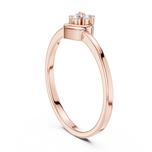 Anillo de diamantes de tres piedras, anillo de diamantes geométrico en forma de cometa, anillo de oro con marco de rombos, anillo de promesa con tres diamantes, delicado anillo de oro amarillo. - Product Image 2