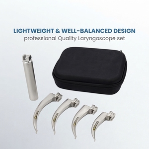 ชุดเครื่องมือส่องกล่องเสียงสแตนเลสแบบใช้ซ้ำได้ พร้อมด้ามจับ LED และใบมีดโค้งแบบแมคินทอช 3 แบบ สำหรับใช้ในหู คอ จมูก ได้รับการรับรองมาตรฐาน CE - Product Image 5