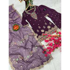 Conjunto de Traje de Fiesta para Mujer de Diseñador con Pantalón Bordado y Dupatta, Elegante Atuendo de Boda - Product Image 4