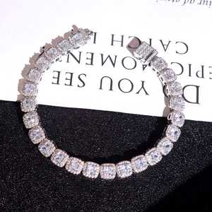 Luxury 925 Sterling <b>Silver</b> Brilliant Cut Moissanite Hip Hop Tennis Iced Rhodium Plated <b>Bracelet</b> Lab Diamond Halo Women Men Fine - Product Image 5