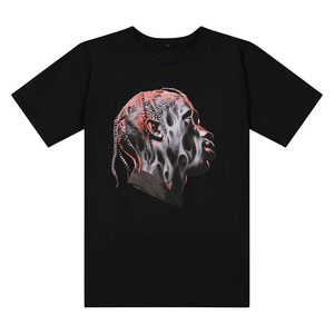 T-shirt tendance pour homme, décontracté, à manches courtes, col rond, en molleton, imprimé, ultra doux, 100% coton, coupe ample, streetwear, 220g - Product Image 3