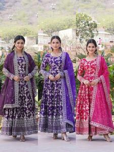 Traje Anarkali Moderno de Viscosa con Lentejuelas Jacquard Bordadas para Graduación, Boda o Diwali - Product Image 1