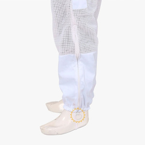 Custom White Beekeeping Mesh Pants Protective Bee Suit <b>Trousers</b> with Zipper Leg Openings Breathable Cotton Workwear - Product Image 3