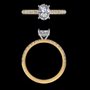 Anillos de compromiso de oro amarillo de 14k y 18k con diamante ovalado de 2.65 quilates, anillos de boda trenzados y pavé, joyería nupcial con pavé, regalos para mujer - Product Image 3