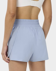 Shorts Deportivos para Mujer 2026, Cintura Alta, Azul Claro, Cintura Elástica, Corte Regular, Tejido de Punto, Spandex, Poliéster, Transpirable, Color Sólido, 160 g - Product Image 2
