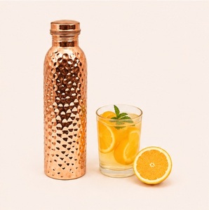 Hammered Copper Water Bottle with Lid Customizable Eco-Friendly Handcrafted Modern Design for Immunity Digestion Health Benefits - Product Image 3