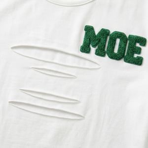 Camisa de mujer de alta calidad, blusa blanca de media manga, top corto, diseño de bordado de toalla verde ODM, logotipo personalizado, blusa informal de verano - Product Image 4