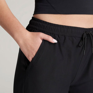 Women's Black Fleece Knitted Drawstring Ankle-Length Pants High Waist Elastic Waist Casual Solid Color Breathable Pants - Product Image 6