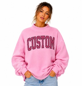 Sweat-shirt oversize en molleton de coton rose clair à col montant et épaules tombantes pour femme, nouvelle mode, prix abordable, best-seller, idéal pour l'extérieur - Product Image 1