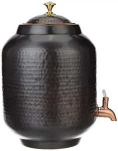 Premium 5L Globe Style Printed Copper Water Dispenser Pink Floral Ayurvedic Pure Metal <b>Storage</b> Tank for Healthy <b>Drinking</b> - Product Image 3