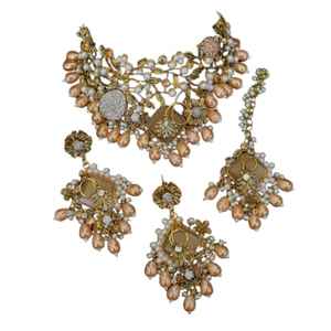Nuevo Conjunto de Joyería de 3 Piezas con Circonitas, Estilo Indio Bollywood, para Compromiso, Boda, Aniversario, Fiesta Eid, Chapado en Oro de 18K, Estilo Antiguo - Product Image 1