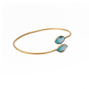 Brazalete Abierto Ajustable de Topacio Suizo con Doble Marquise, Chapado en Oro de 18K, Joyería Artesanal con Piedras Preciosas, Regalo para Ella - Product Image 2